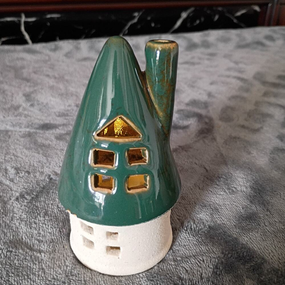 Ceramic Green Fairy House Light